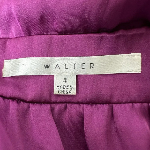 Walter 100% Silk Babydoll Dress Sz 4 Purple Ruffle Tiered Empire Waist Romantic - Picture 12 of 15